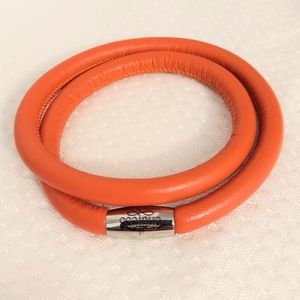 Endless Leather Charm Bracelet Double Wrap Magnetic Close 16" Choker